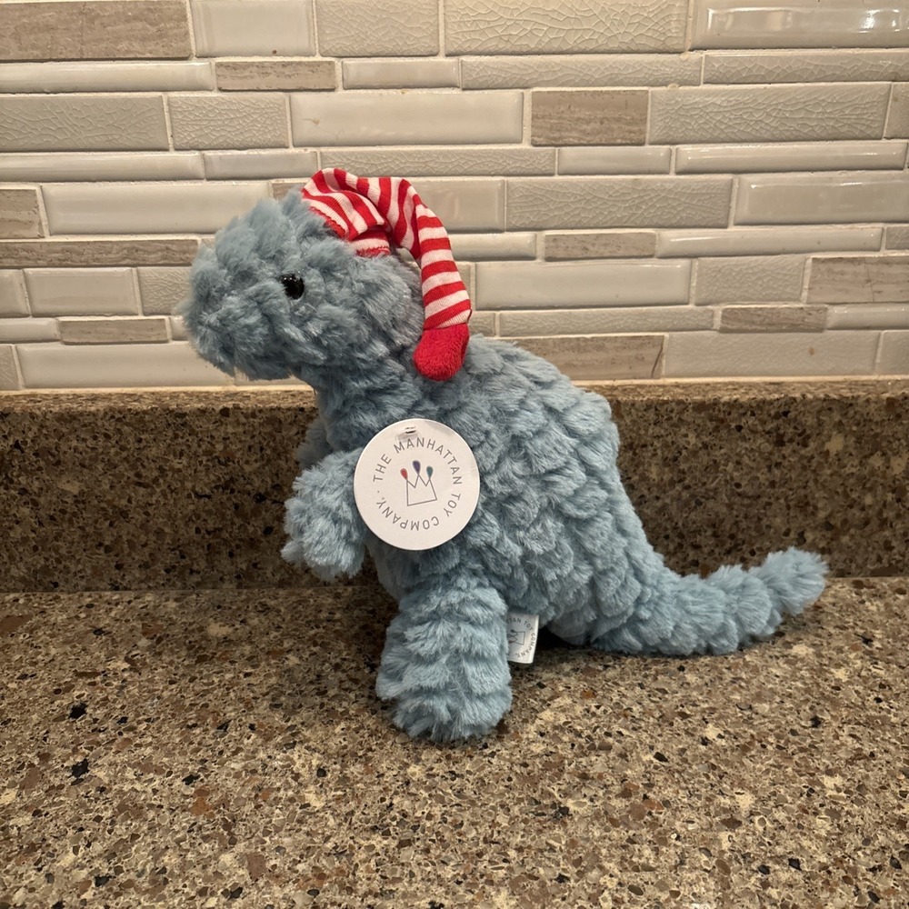 New Manhattan Toy Company Holiday T-Rex Plush Stuffed Dinosaur With Holiday Hat